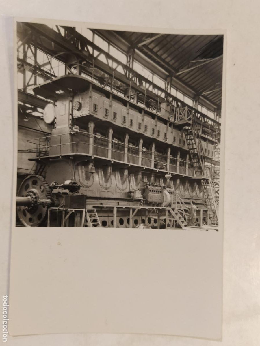 Fotograf&iacute;a antigua: MOTOR MARINO DE DOS TIEMPOS TIPO MAQUNISTA SULZER - FOTOGRAFIA ANTIGUA -(K-15.328)