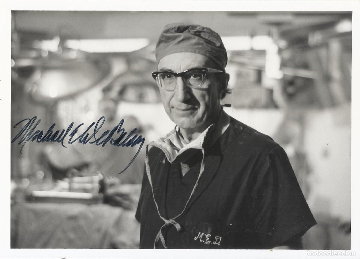 Fotograf&iacute;a antigua: Michael E. Debakey. M&eacute;dico cirujano. USA. 1996. Fotograf&iacute;a firmada. 12,5x17,5 cm. Cardi&oacute;logo.