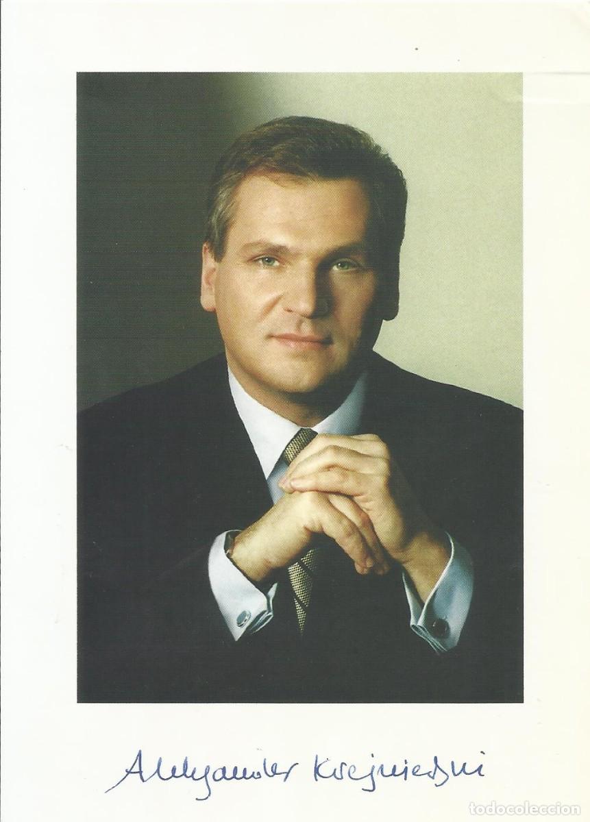 Fotograf&iacute;a antigua: Alexander Kwasniewski. Presidente Polonia (1995-2005). Fotograf&iacute;a firmada. 1996. 18x13 cm.