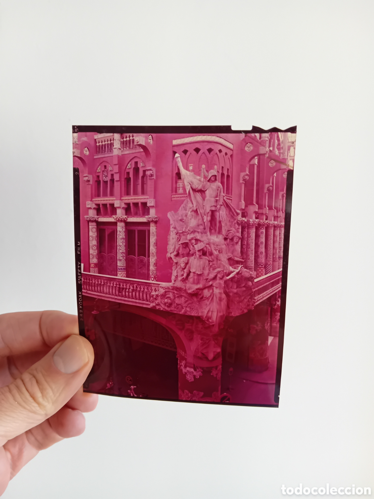 Fotograf&iacute;a antigua: DIAPO PLACA MEDIO FORMATO FACHADA PALACIO DE LA MUSICA CATALANA. BARCELONA. A&Ntilde;OS 70