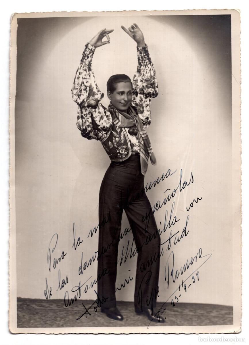 Antique Photography: FLAMENCO. HOMBRE EN POSE DE DANZA ESPA&Ntilde;OLA, AUT&Oacute;GRAFO PEPE ROMERO 1937.17X24.
