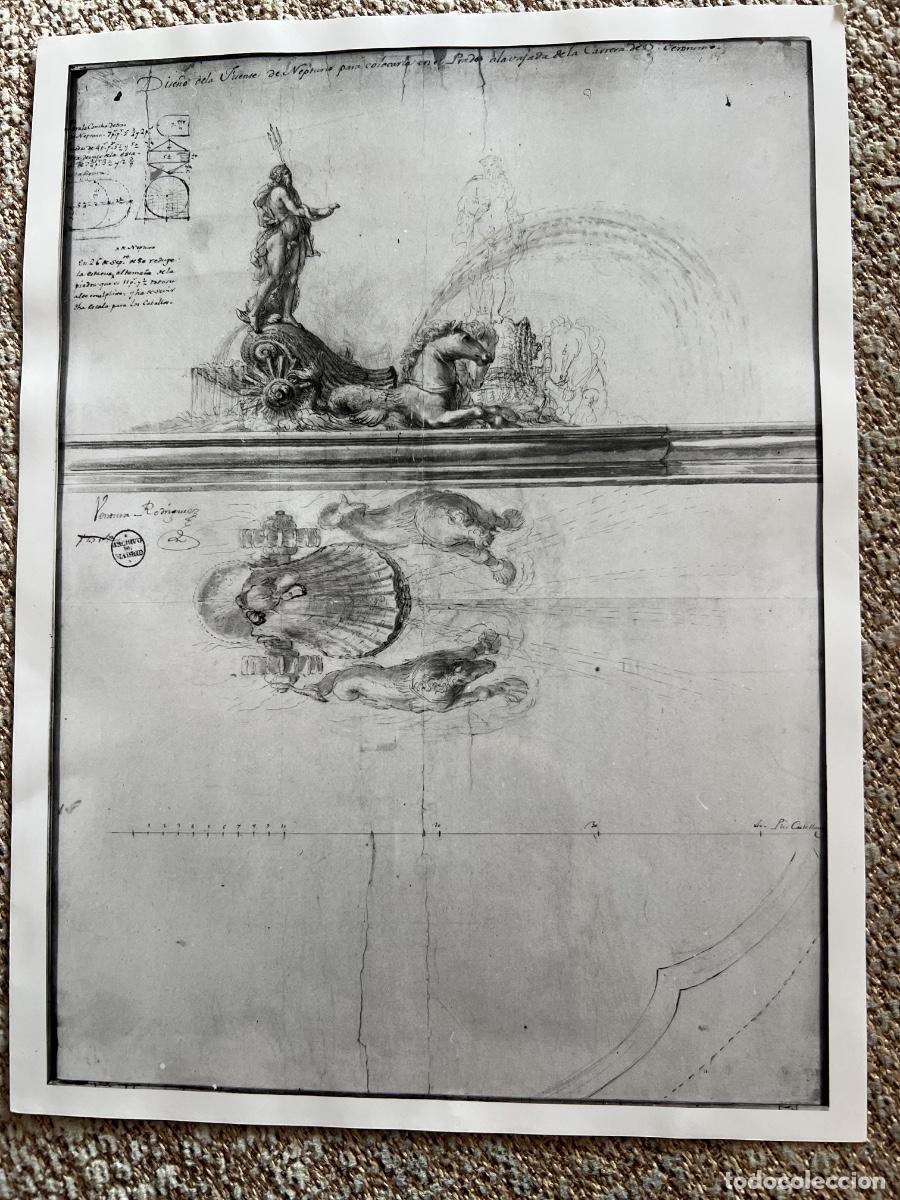 Fotografia antiga: FOTOGRAFIA ARCHIVO FOTO MAS MADRID GRABADO DISE&Ntilde;O FUENTE DE NEPTUNO