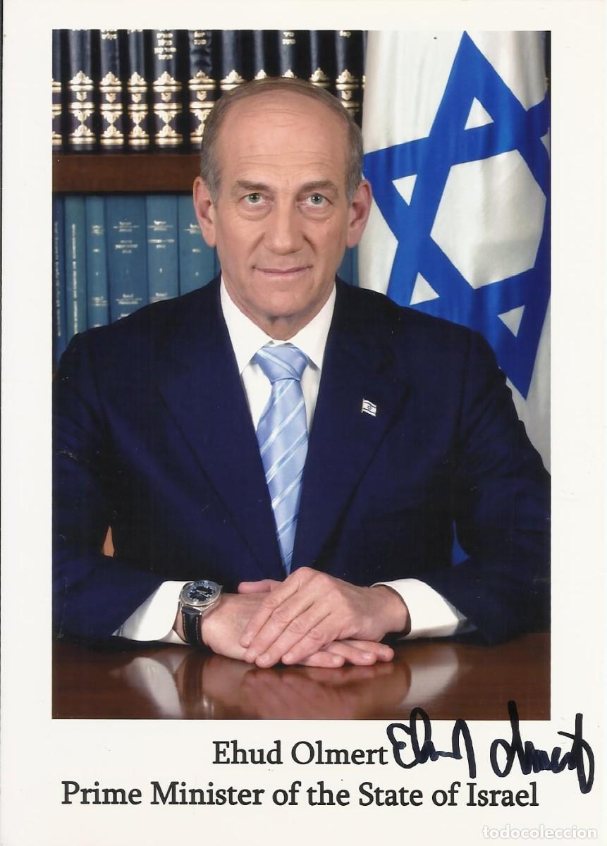 Fotograf&iacute;a antigua: Ehud Olmert. Primer Ministro de Israel (2006-2009). Fotograf&iacute;a firmada. Papel Fujifilm.