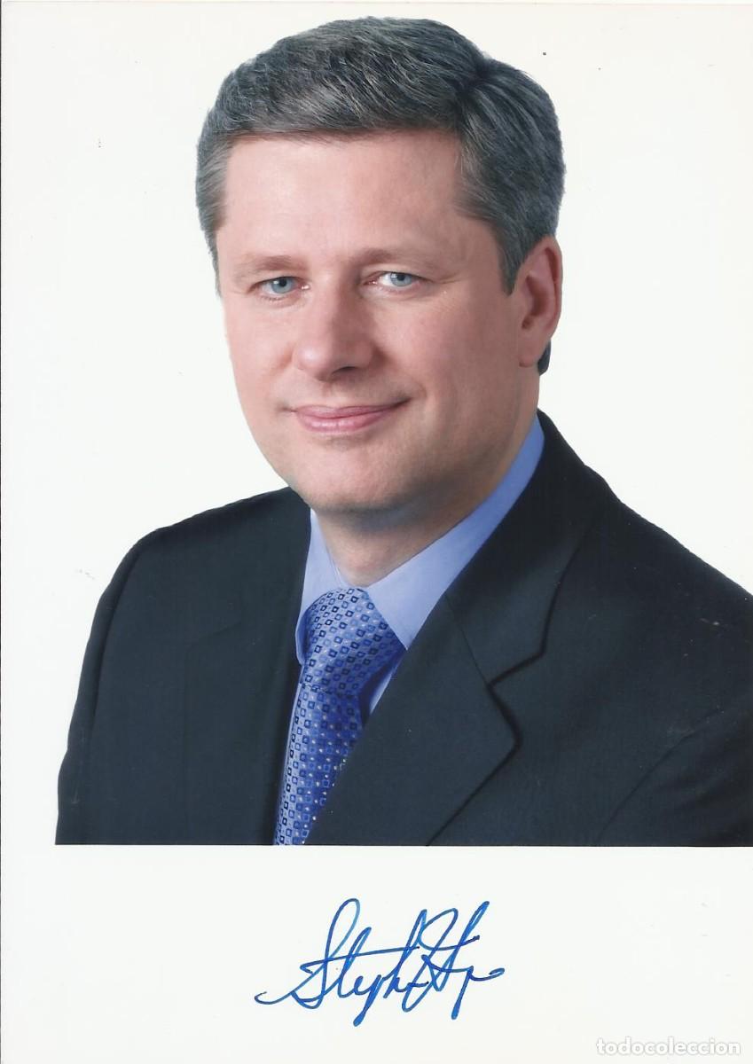 Fotograf&iacute;a antigua: Stephen Harper. Primer Ministro Canad&aacute; (2006-2015). 2007. Fotograf&iacute;a firmada. Papel Kodak Royal.
