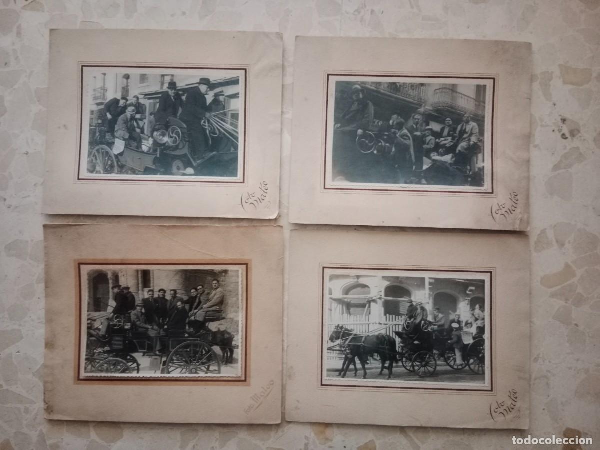 Fotograf&iacute;a antigua: 4 FOTOGRAFIAS ROMERIA A SAN MEDIN AGRUPACION GRACIENSE SOBRE CARRUAJE - BARCELONA 1942 - FOTOS MATEO
