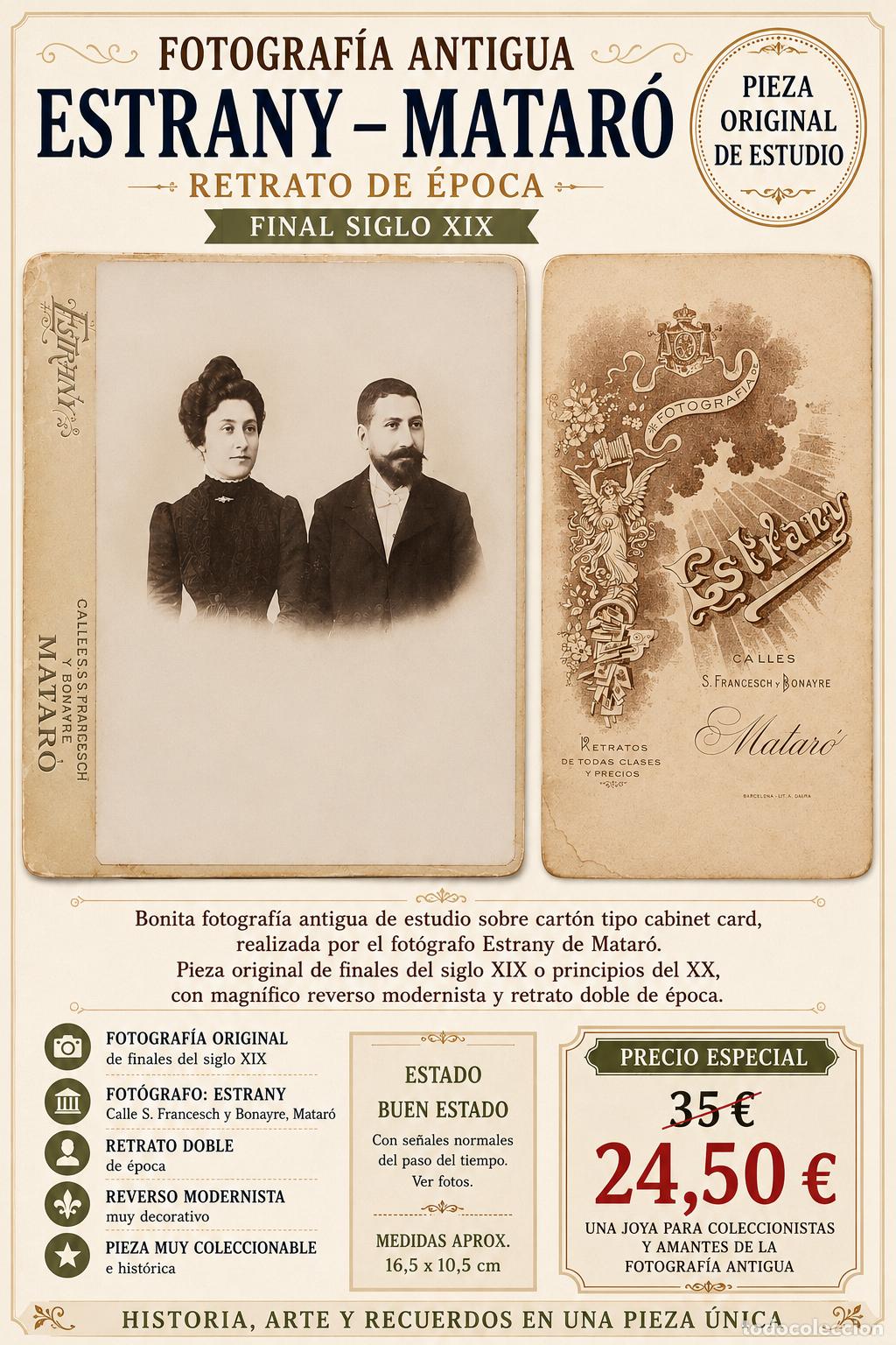 Fotograf&iacute;a antigua: PRECIOSA FOTOGRAF&Iacute;A ANTIGUA DE ESTUDIO / ESTRANY MATAR&Oacute; / FINAL SIGLO XIX