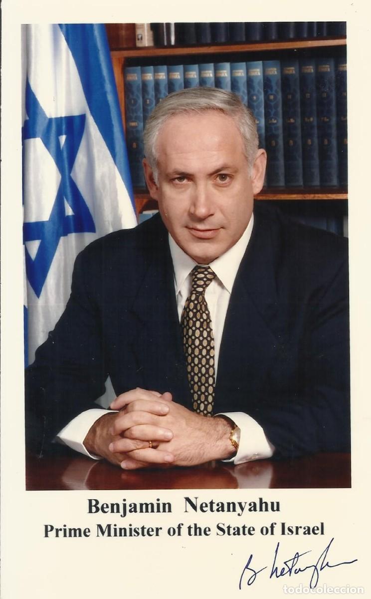 Fotograf&iacute;a antigua: Benjamin Netanayahu. Primer Ministro de Israel. Fotograf&iacute;a firma impresa. 1997. 18,5x11,5 cm.