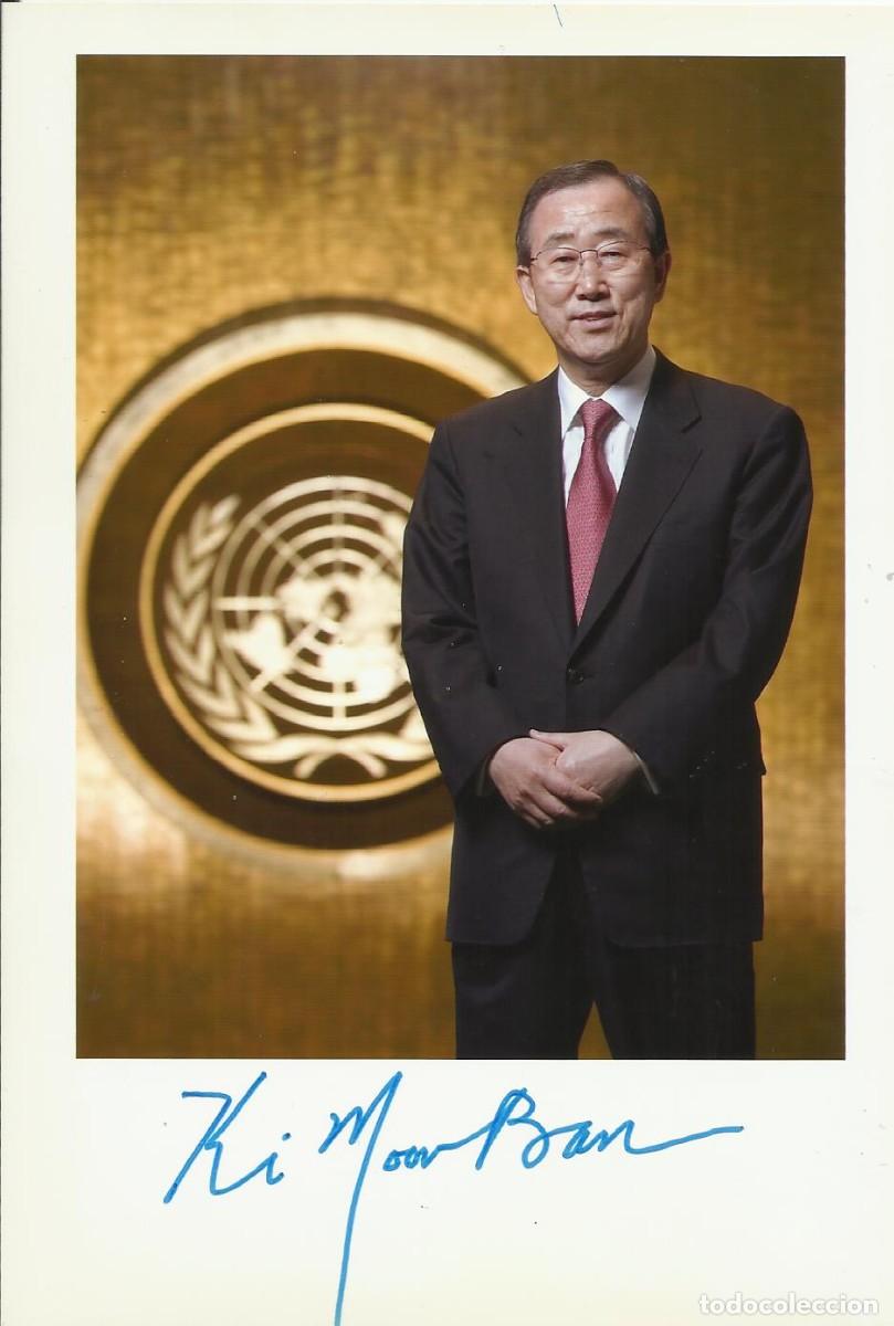 Fotograf&iacute;a antigua: Ban Ki-moon. Secretario General Naciones Unidas (2007-2016). 2007. Fotograf&iacute;a firma impresa.