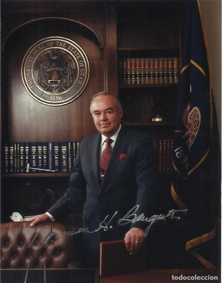 Fotograf&iacute;a antigua: Norman H. Bangerter. Gobernador Utah (1985-1993). USA. Fotograf&iacute;a firmada. Kodak. 1986.