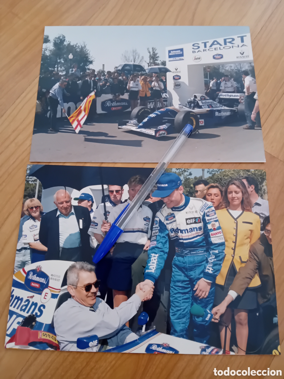 Fotograf&iacute;a antigua: DOS FOTOGRAF&Iacute;AS ORIGINALES FORMULA 1. PASCUAL PASQUAL MARAGALL. ROTHMANS. A&Ntilde;OS 90