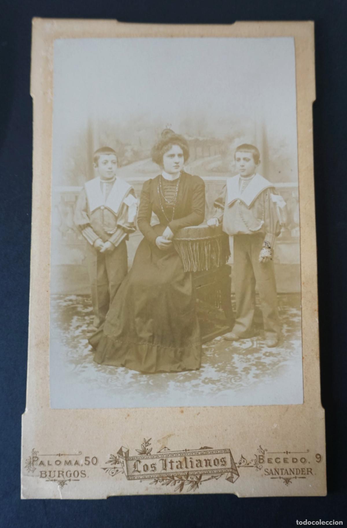Fotografia antiga: Fotograf&iacute;a antigua sobre cart&oacute;n, fot&oacute;grafos Los Italianos (Santander) medidas 13 x 22 cm
