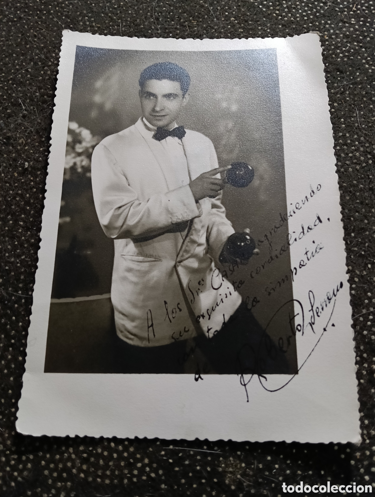 Fotograf&iacute;a antigua: Fotograf&iacute;a dedicada de Roberto Serrano en los a&ntilde;os 50, mide 16 x 11 cm aprox.