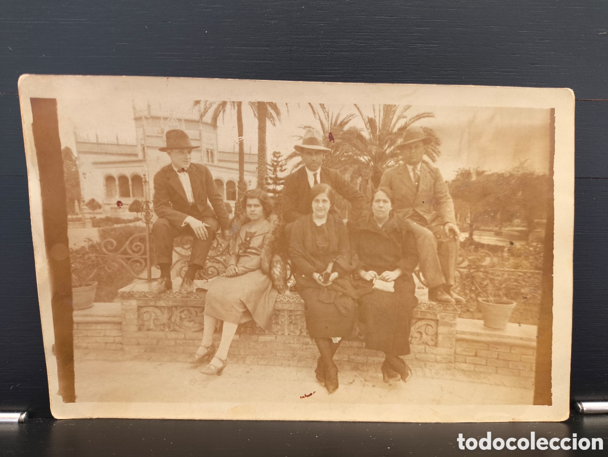 Fotograf&iacute;a antigua: Antigua postal fotogr&aacute;fica dedicada grupo Plaza de Am&eacute;rica Pabell&oacute;n Real Parque Mar&iacute;a Luisa Sevilla
