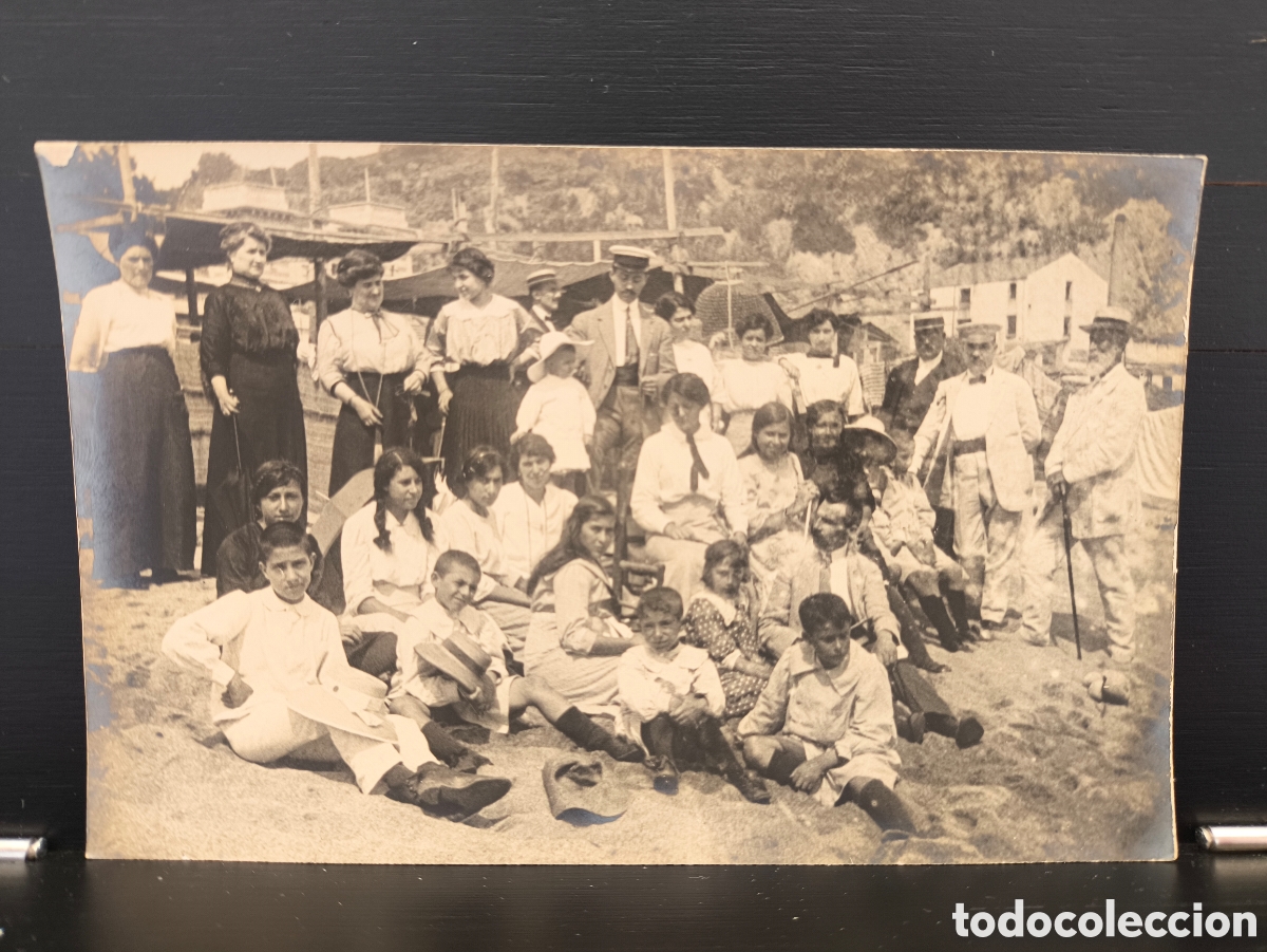 Fotograf&iacute;a antigua: Antigua postal fotogr&aacute;fica dedicada retrato familia alta burgues&iacute;a catalana Arenys de Mar Barcelona