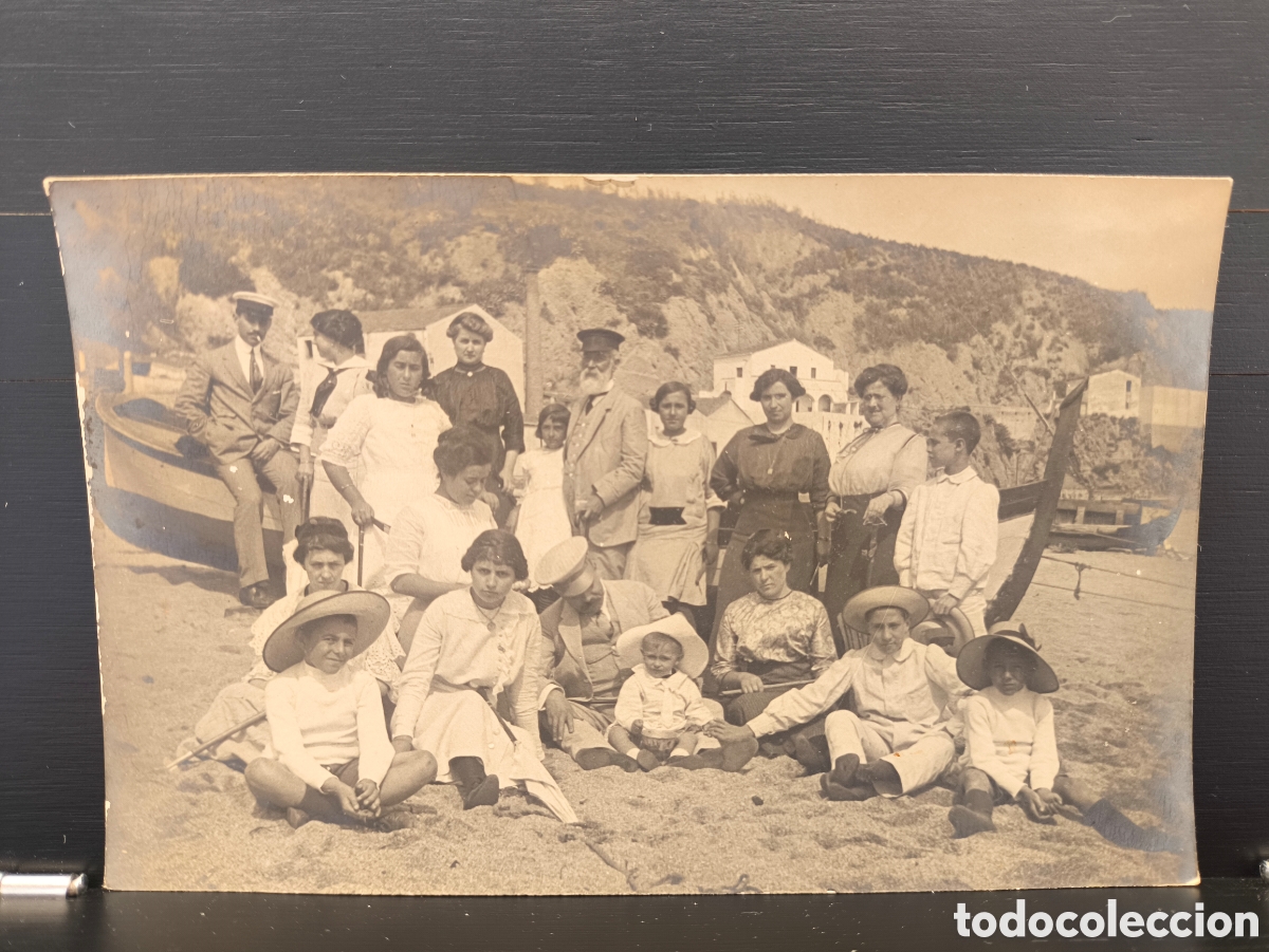 Photographie ancienne: Antigua postal fotogr&aacute;fica dedicada retrato familia alta burgues&iacute;a catalana Arenys de Mar Barcelona