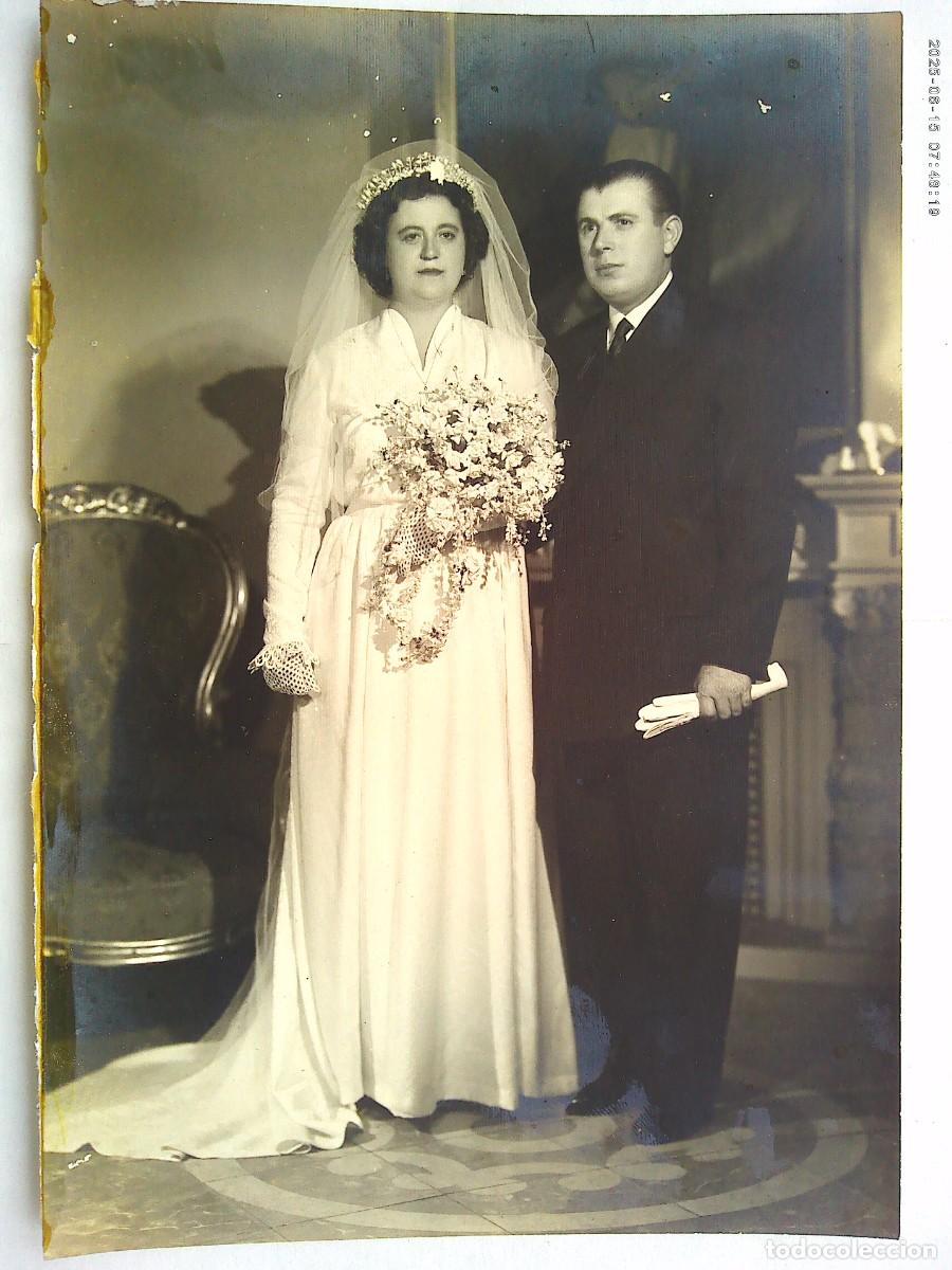 Fotograf&iacute;a antigua: PRECIOSA FOTO DE BODA . DE AKRON , SEVILLA ....... 12 X 17 CM