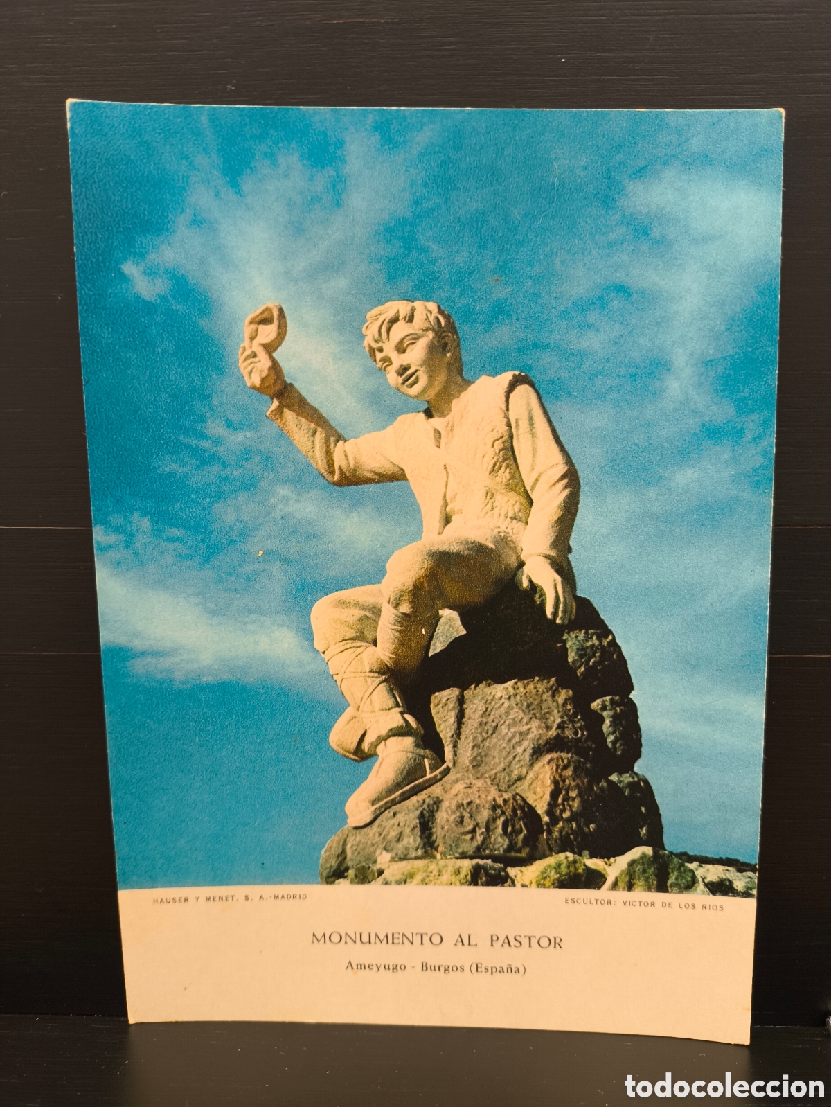 Fotograf&iacute;a antigua: Antigua tarjeta fotogr&aacute;fica Monumento al Pastor V&iacute;ctor de los R&iacute;os Ameyugo Burgos Ed. Hauser y Menet
