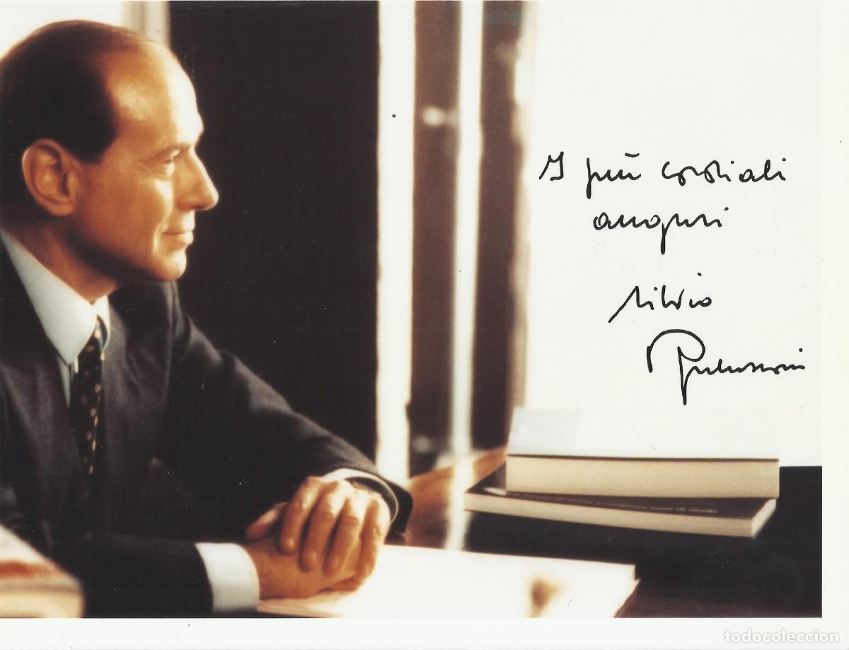 Fotografia antica: Silvio Berlusconi Primer ministro Italia. Fotograf&iacute;a firmada dedicada Aut&oacute;grafo, autograph. Con COA