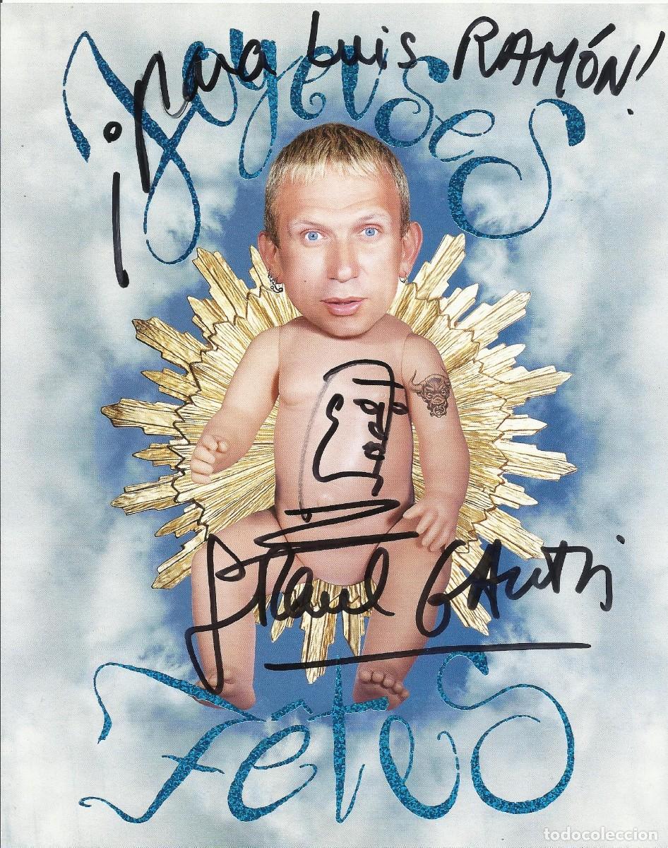 Fotograf&iacute;a antigua: Jean Paul Gaultier. Fotograf&iacute;a firmada, dedicada y dibujada. Aut&oacute;grafo, autograph. Con COA.