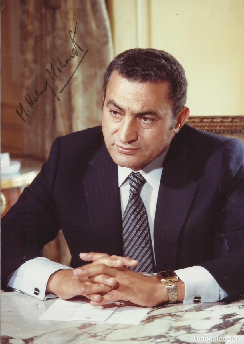 Fotograf&iacute;a antigua: Hosni Mubarak. Presidente Egipto (1981-2011). Fotografia firmada. Autograph, aut&oacute;grafo. Con COA.