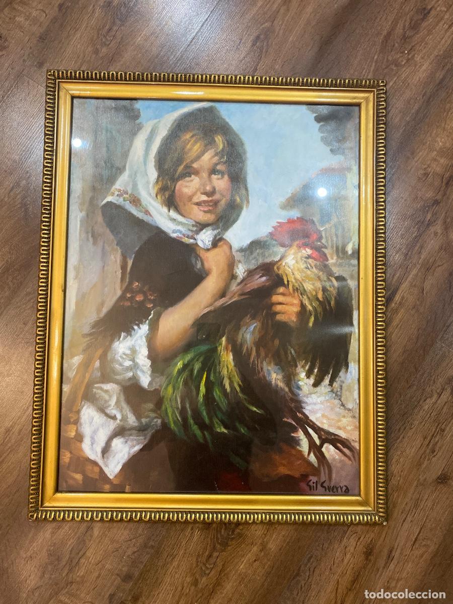 Fotograf&iacute;a antigua: La ni&ntilde;a del gallo reproducci&oacute;n vintage Enrique gil vera