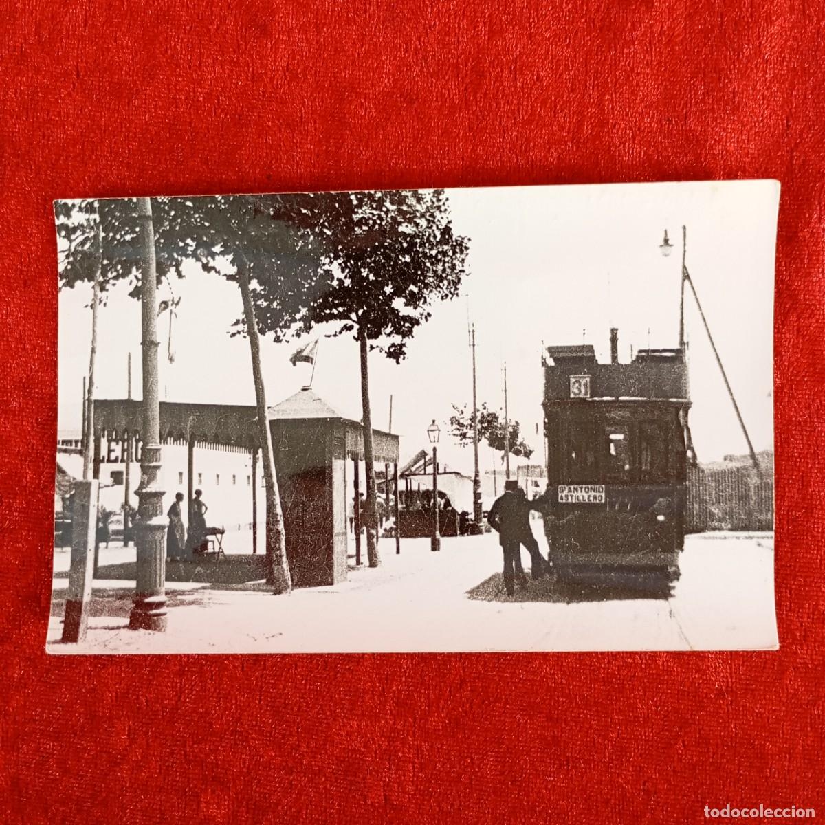 Fotograf&iacute;a antigua: ANTIGUA FOTOGRAFIA - BARCELONETA - PARADA DE TRANVIAS EN BA&Ntilde;OS ASTILLEROS - 1917- 140 X 90 MM / 5220
