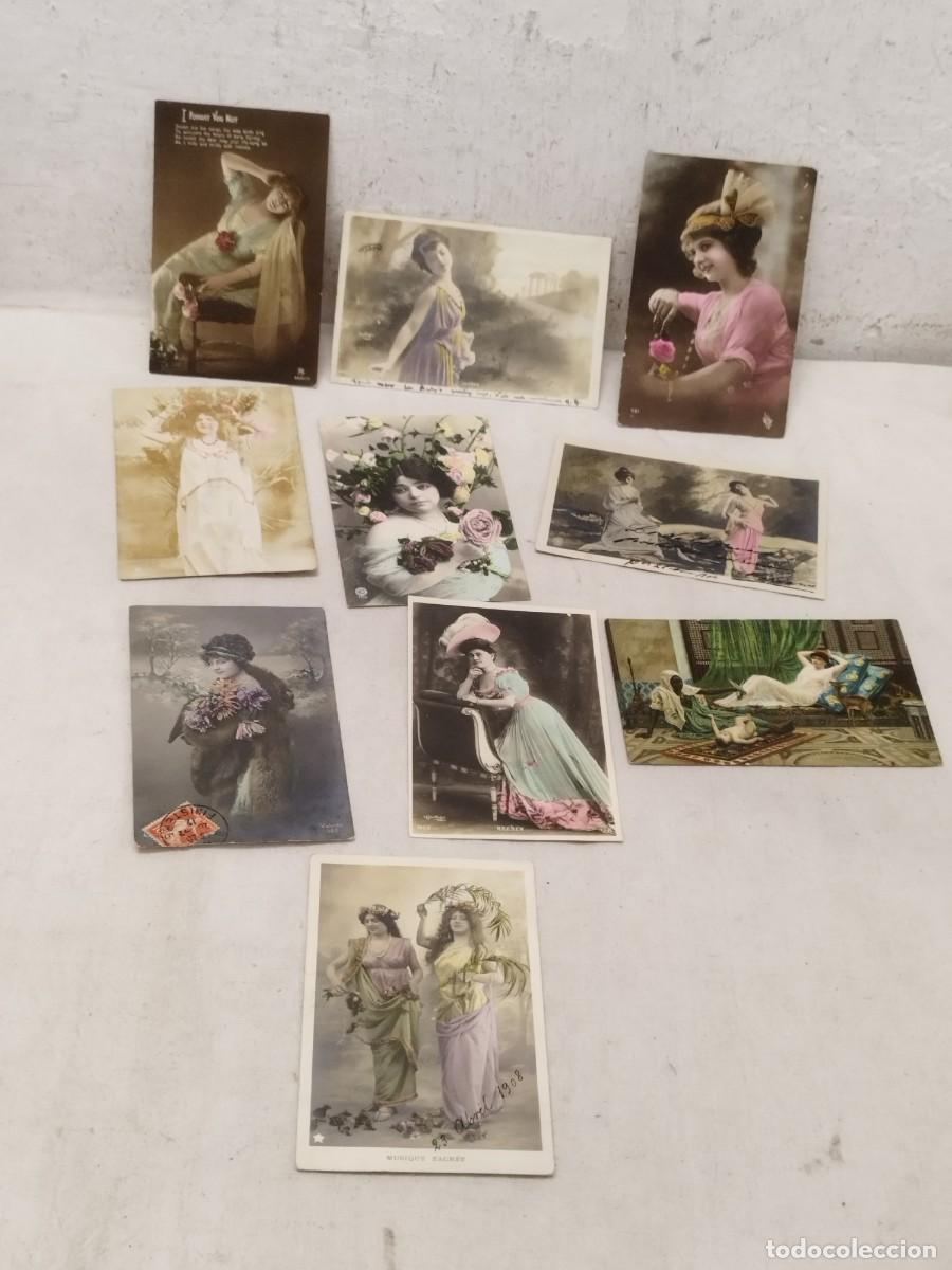 Fotograf&iacute;a antigua: Colecci&oacute;n de 10 antiguas fotos, postales. De chicas, mujeres. De principios siglo XX.