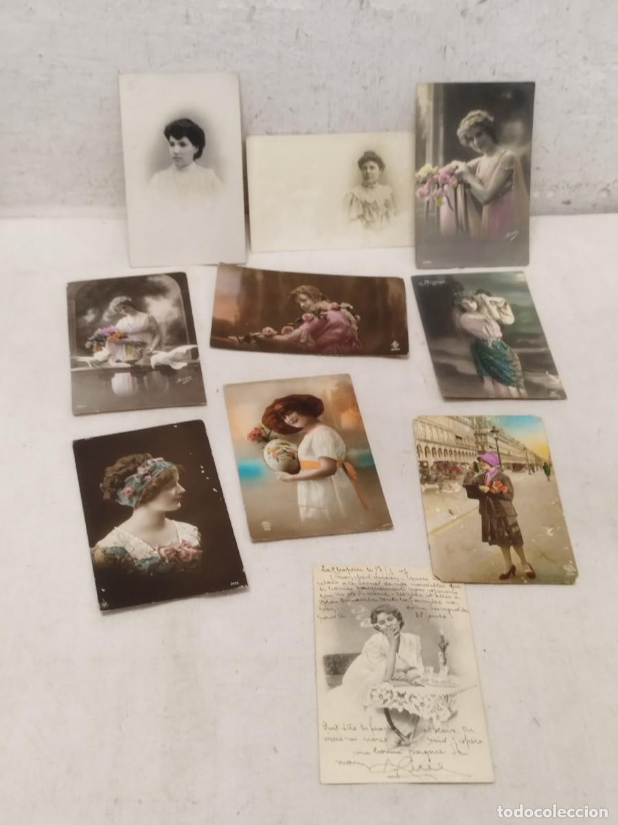 Fotograf&iacute;a antigua: Colecci&oacute;n de 10 antiguas fotos, postales. De chicas, mujeres. De principios siglo XX.