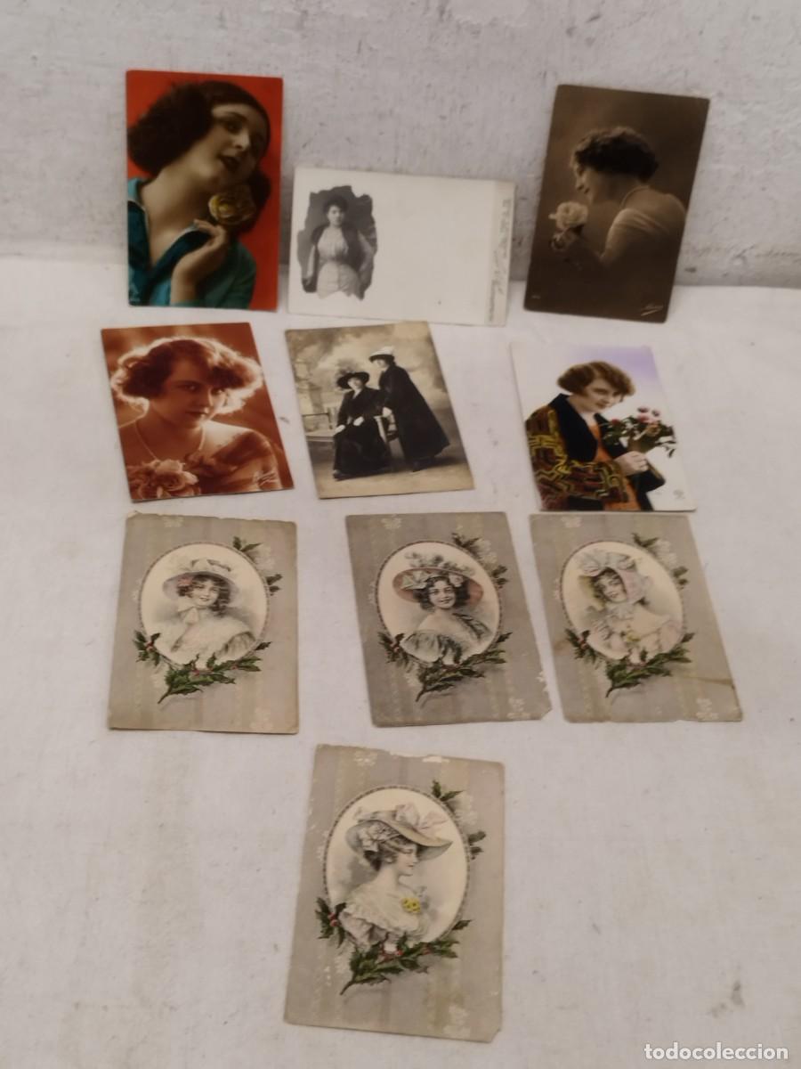 Fotograf&iacute;a antigua: Colecci&oacute;n de 10 antiguas fotos, postales. De chicas, mujeres. De principios siglo XX.