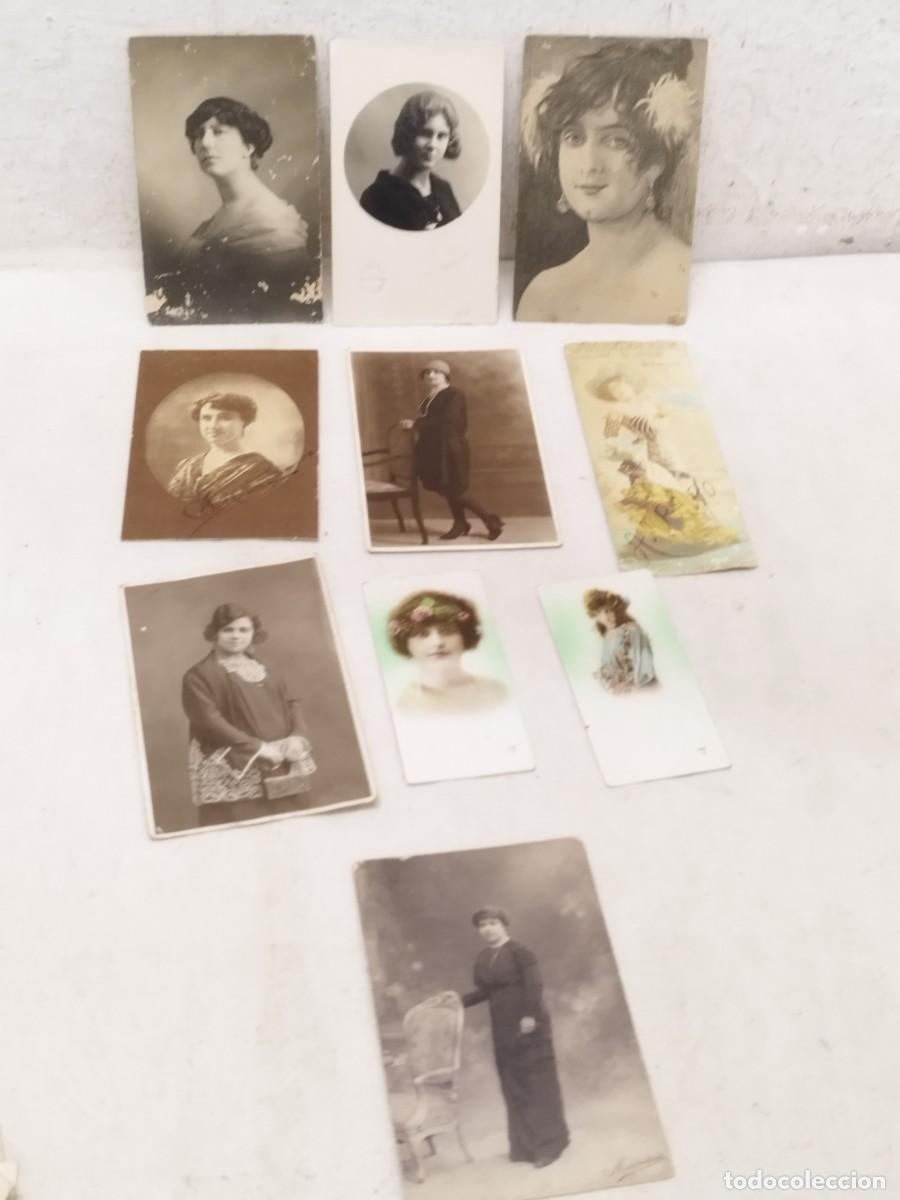 Fotograf&iacute;a antigua: Colecci&oacute;n de 10 antiguas fotos, postales. De chicas, mujeres. De principios siglo XX.