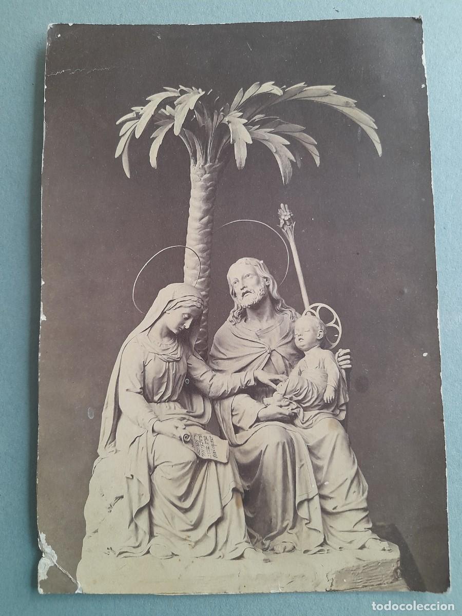 Antique Photography: antigua foto escultura la sagrada familia, libreria heredero de la vda Pla, barcelona 11,5x17cm apro