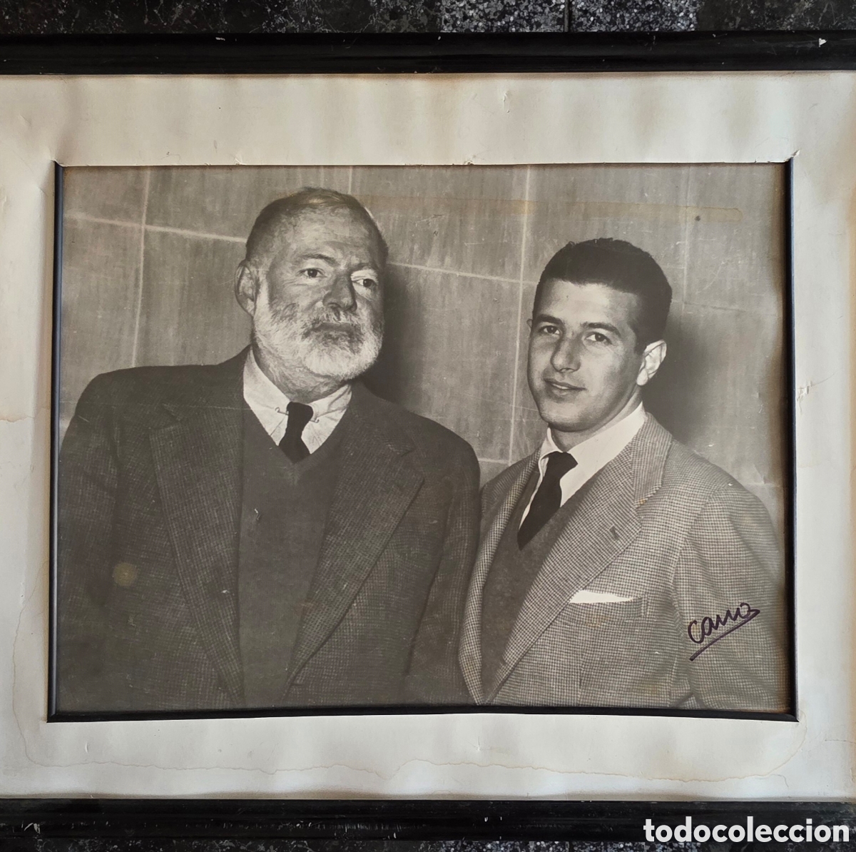 Fotograf&iacute;a antigua: FOTOGRAF&Iacute;A ORIGINAL VINTAGE DE ERNEST HEMINGWAY Y ANTONIO ORD&Oacute;&Ntilde;EZ &ndash; FIRMADA &ldquo;CANO&rdquo; (PACO CANO &ldquo;CANIT