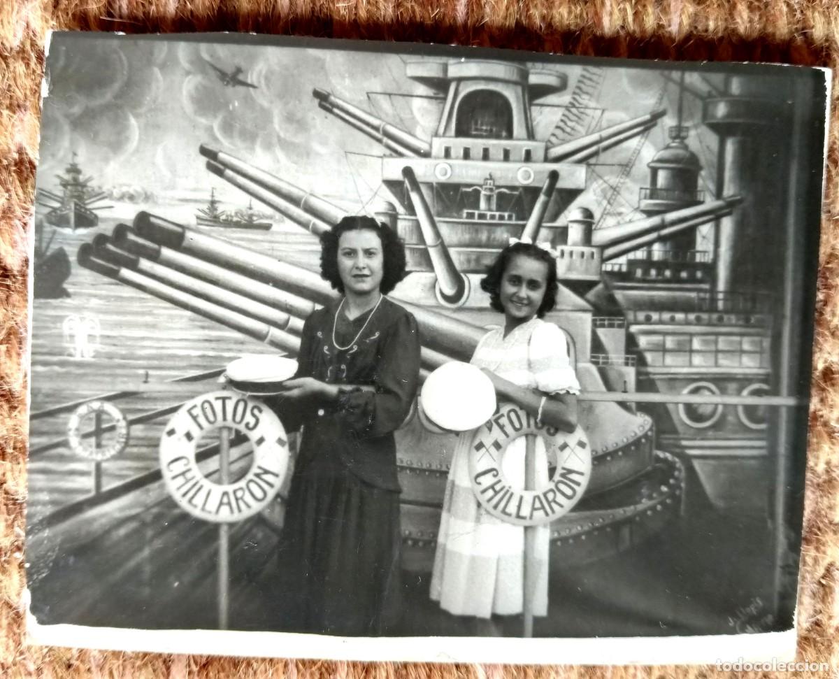 Fotograf&iacute;a antigua: FOTOGRAFO MINUTERO - SE&Ntilde;ORITAS EMBARCADAS EN BUQUE DE GUERRA - FOTO CHILLARON