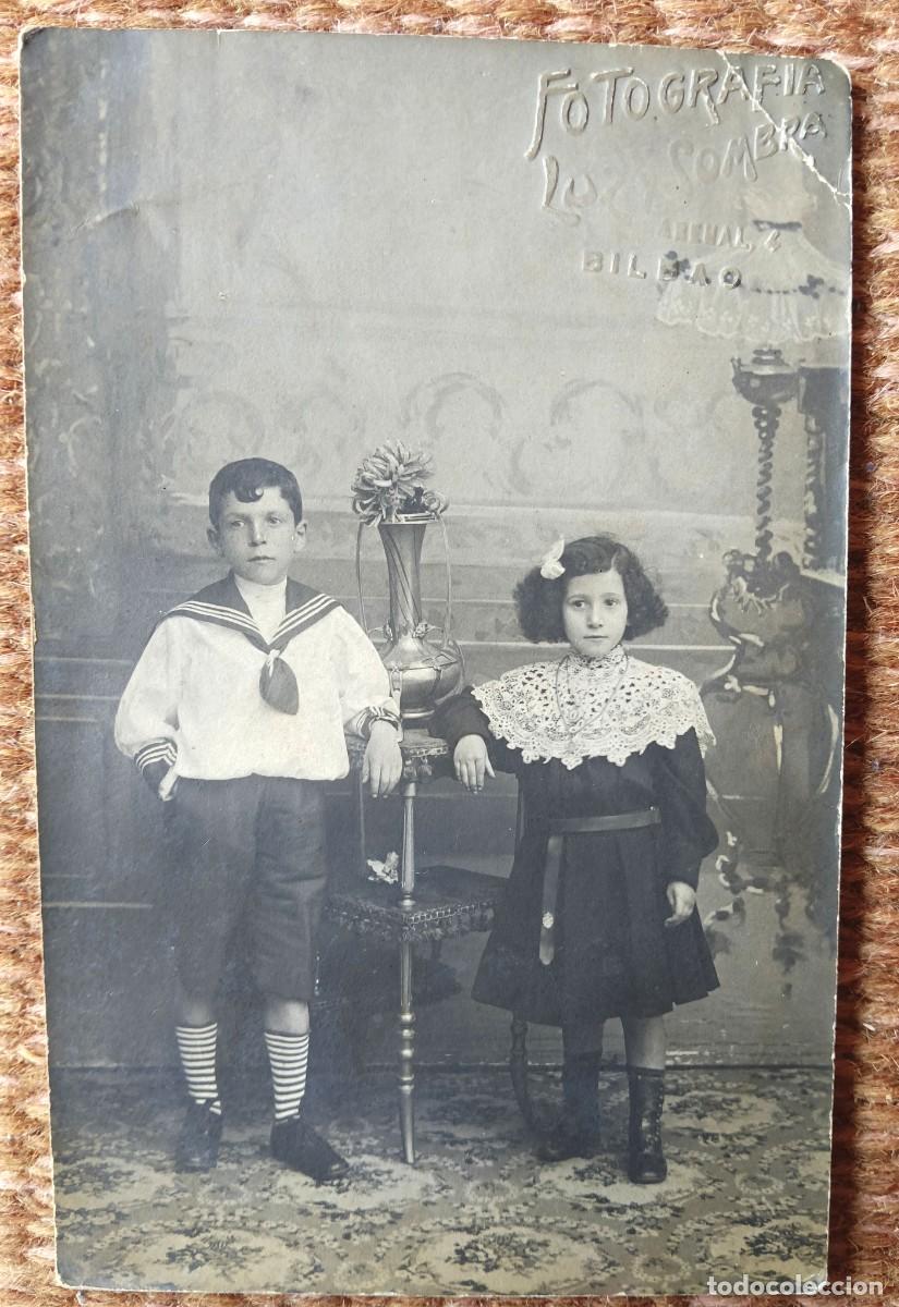 Fotograf&iacute;a antigua: NI&Ntilde;OS - FOTO LUZ Y SOMBRA - BILBAO 1908