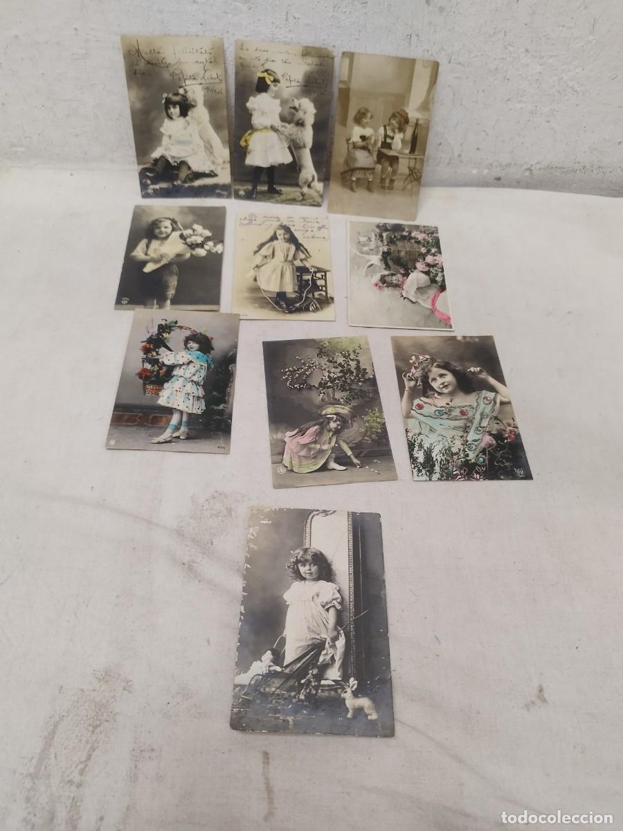 Fotograf&iacute;a antigua: Lote de 10 antiguas tarjetas postales, fotos. De ni&ntilde;os, ni&ntilde;as familia. De principios sg. XX.
