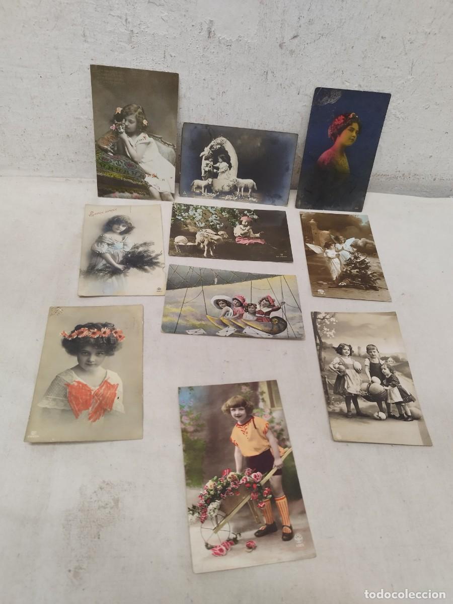 Fotograf&iacute;a antigua: Lote de 10 antiguas tarjetas postales, fotos. De ni&ntilde;as, ni&ntilde;os, familiares. De principios sg. XX.