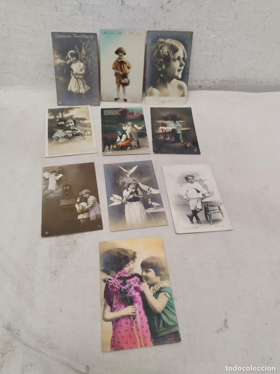 Fotograf&iacute;a antigua: Lote de 10 antiguas tarjetas postales, fotos. De ni&ntilde;as, ni&ntilde;os, familiares. De principios sg. XX.