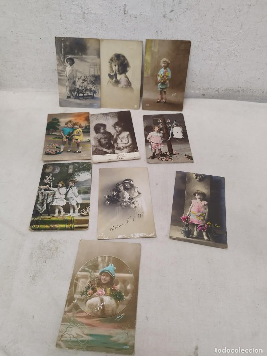 Fotograf&iacute;a antigua: Lote de 10 antiguas tarjetas postales, fotos. De ni&ntilde;as, ni&ntilde;os, familiares. De principios sg. XX.