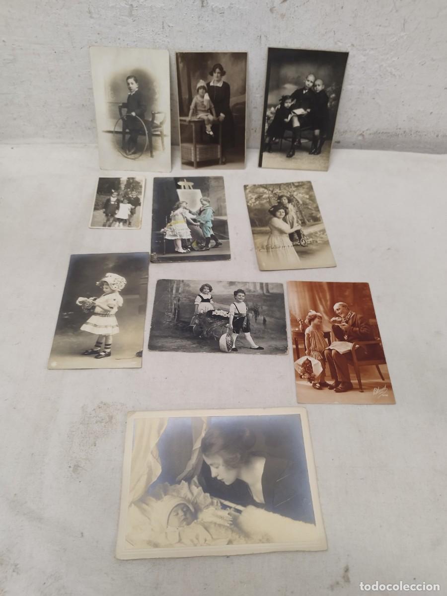 Fotograf&iacute;a antigua: Lote de 10 antiguas tarjetas postales, fotos. De ni&ntilde;as, ni&ntilde;os, familiares. De principios sg. XX.