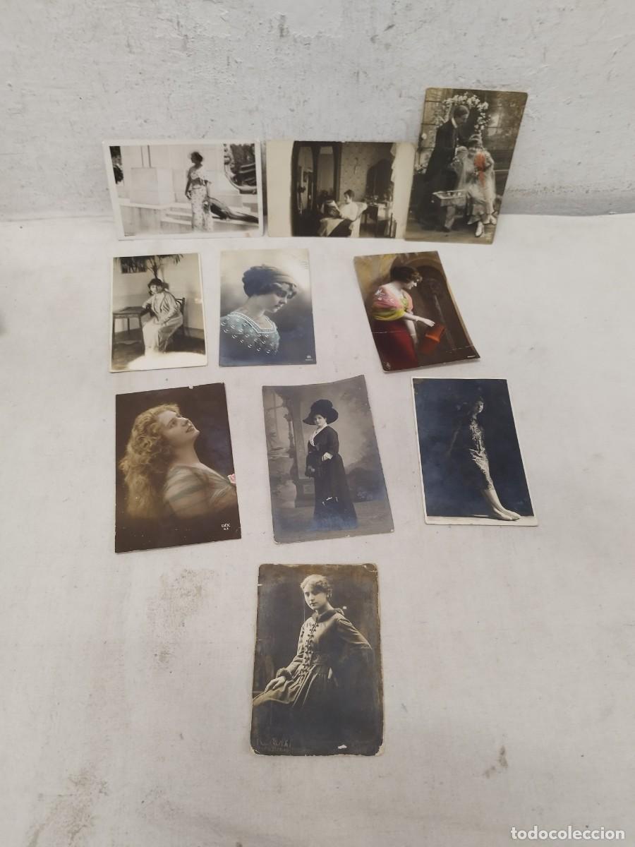 Fotograf&iacute;a antigua: Lote de 10 antiguas tarjetas postales, fotos. De chicas, mujeres. De principios sg. XX.