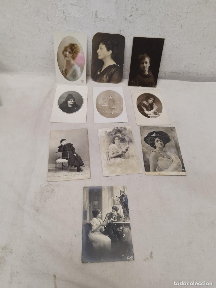 Alte Fotografie: Lote de 10 antiguas tarjetas postales, fotos. De chicas, mujeres. De principios sg. XX.