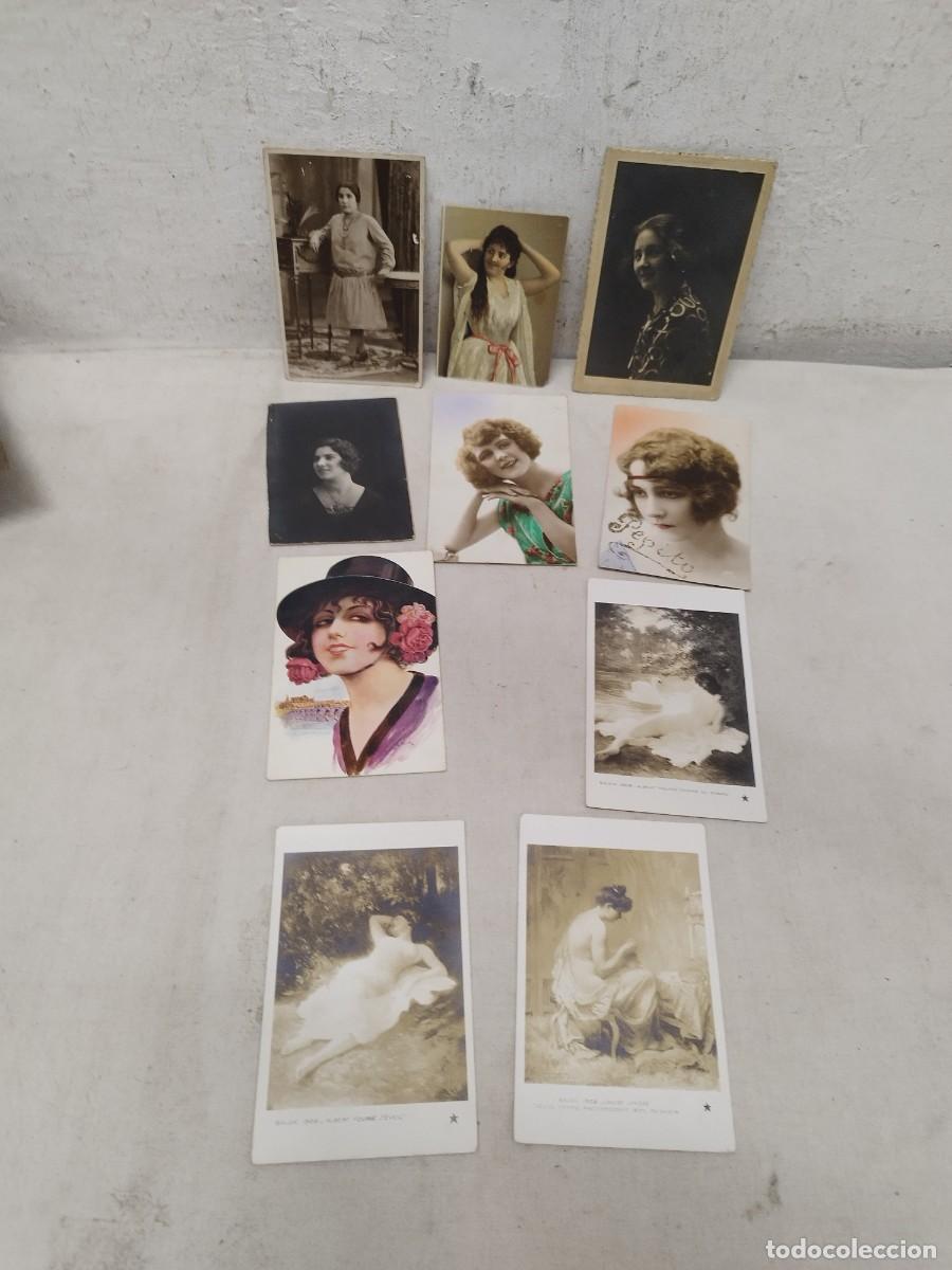 Fotograf&iacute;a antigua: Lote de 10 antiguas tarjetas postales, fotos. De chicas, mujeres. De principios sg. XX.