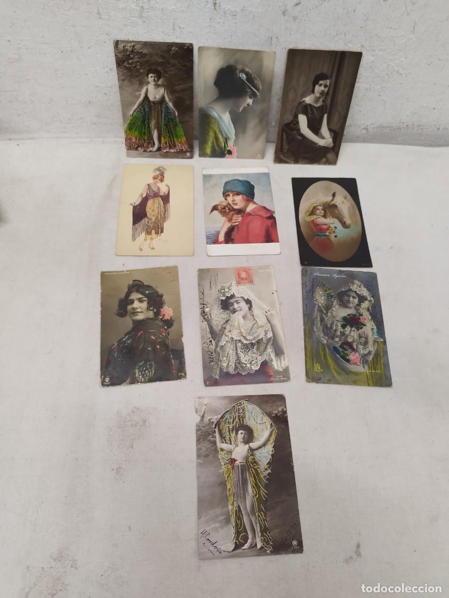 Fotograf&iacute;a antigua: Lote de 10 antiguas tarjetas postales, fotos. De chicas, mujeres. De principios sg. XX.