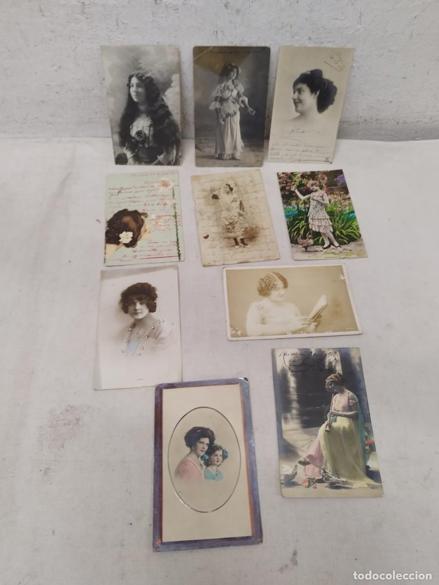 Fotograf&iacute;a antigua: Lote de 10 antiguas tarjetas postales, fotos. De chicas, mujeres. De principios sg. XX.