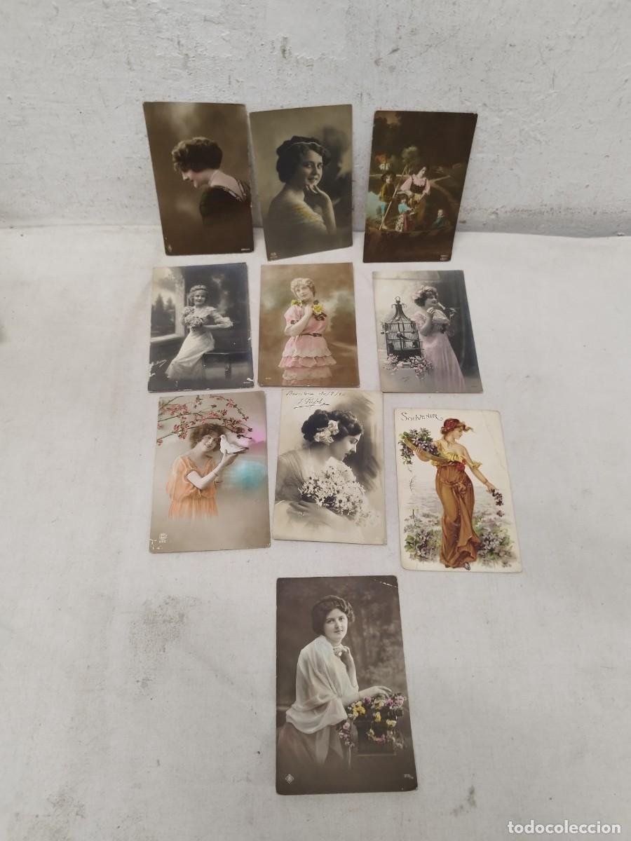 Fotograf&iacute;a antigua: Lote de 10 antiguas tarjetas postales, fotos. De chicas, mujeres. De principios sg. XX.