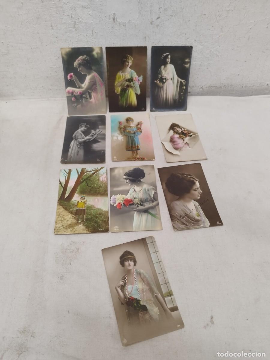Fotograf&iacute;a antigua: Lote de 10 antiguas tarjetas postales, fotos. De chicas, mujeres. De principios sg. XX.