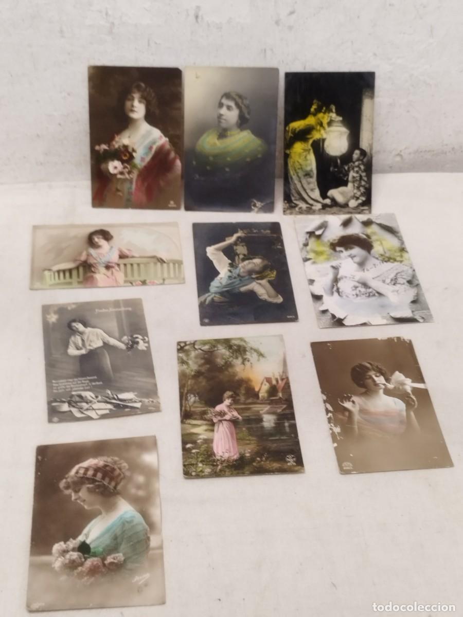 Fotograf&iacute;a antigua: Lote de 10 antiguas tarjetas postales, fotos. De chicas, mujeres. De principios sg. XX.