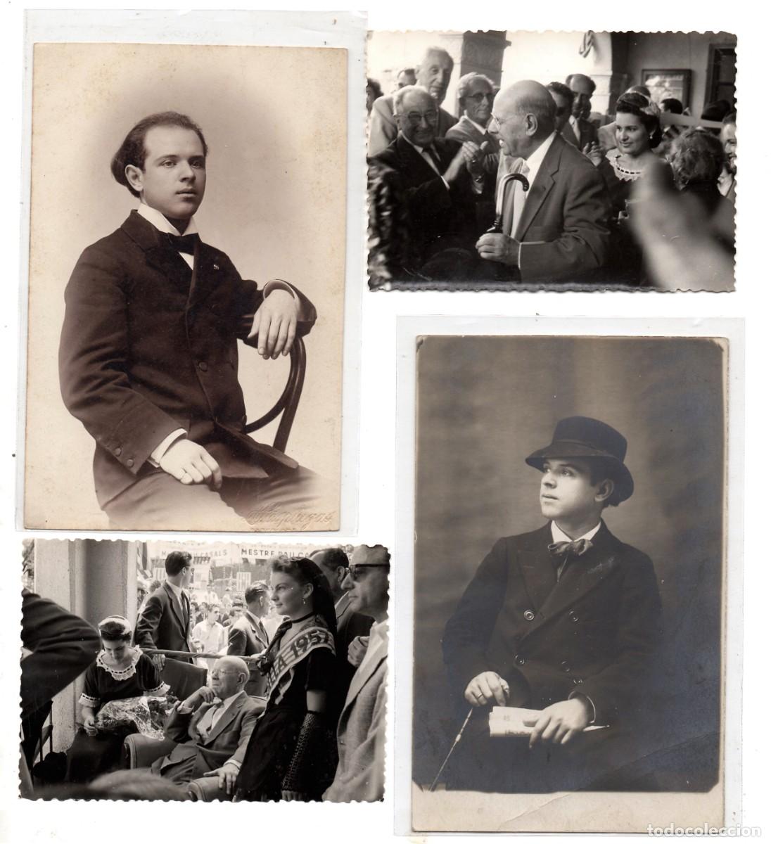 Fotograf&iacute;a antigua: 4 fotos originales de Pau Casals (tama&ntilde;o postal y m&aacute;s peque&ntilde;as)