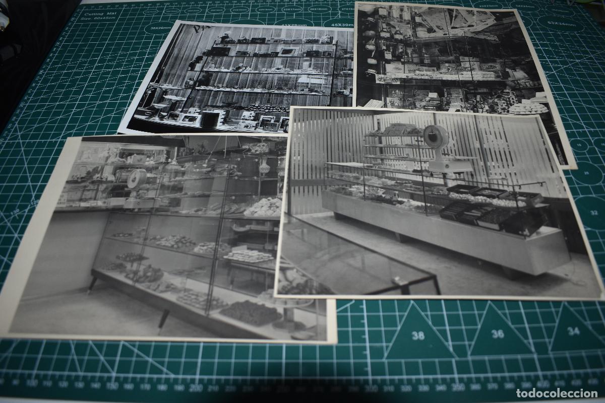 Fotograf&iacute;a antigua: 4 fotos antiguas de diversas pasteler&iacute;as de Madrid. La mayor mide 18 x 24 cm.