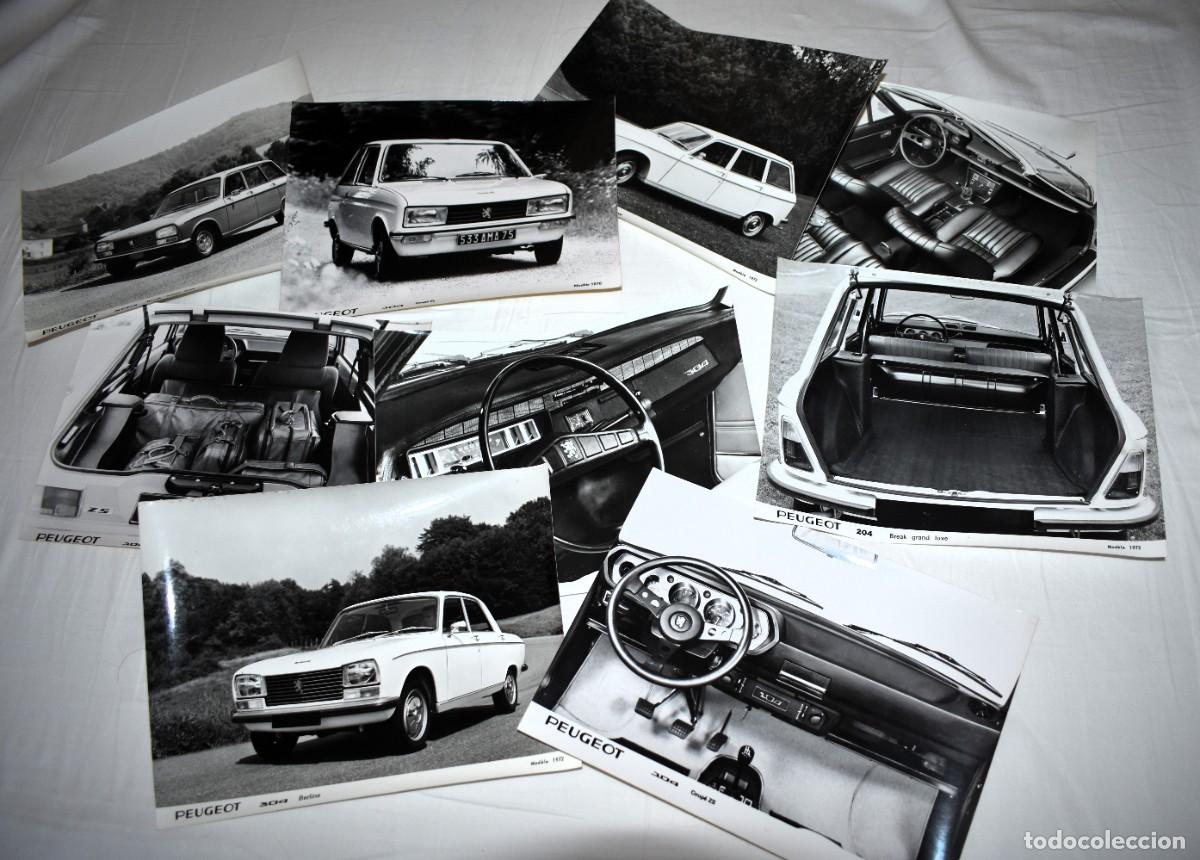 Fotograf&iacute;a antigua: 8 fotos originales de los a&ntilde;os 1970 de diferentes veh&iacute;culos Peugeot: 104, 204. 304 y 504. 24 x 18 cm